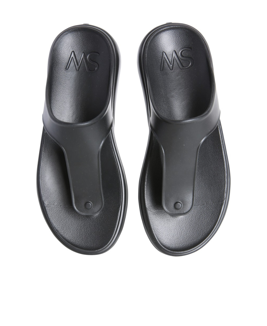Stuart Weitzman Stuflex T-strap Slide Sandal In Black