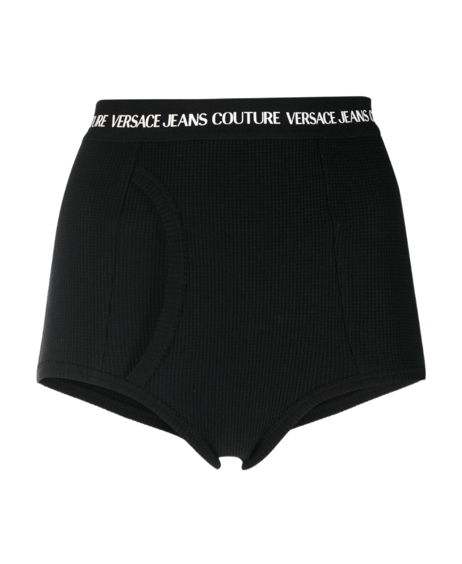 Versace Jeans Logo Band Mini Shorts In Black