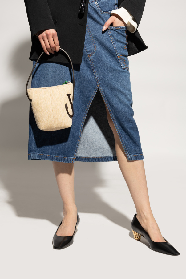 Jw Anderson Anchor Chenille Mini Top Handle Bag In Nude