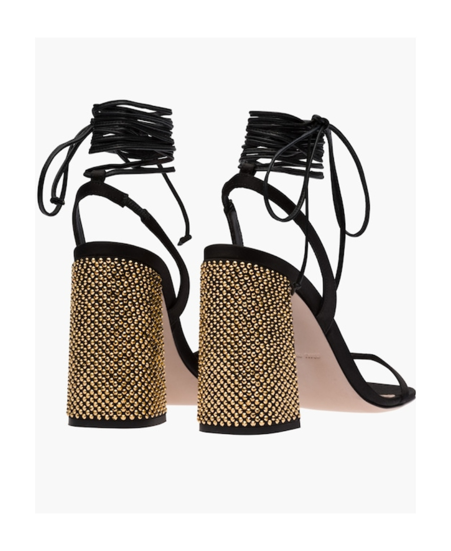Miu Miu Black Ankle Tie-fastening Sandals In Black