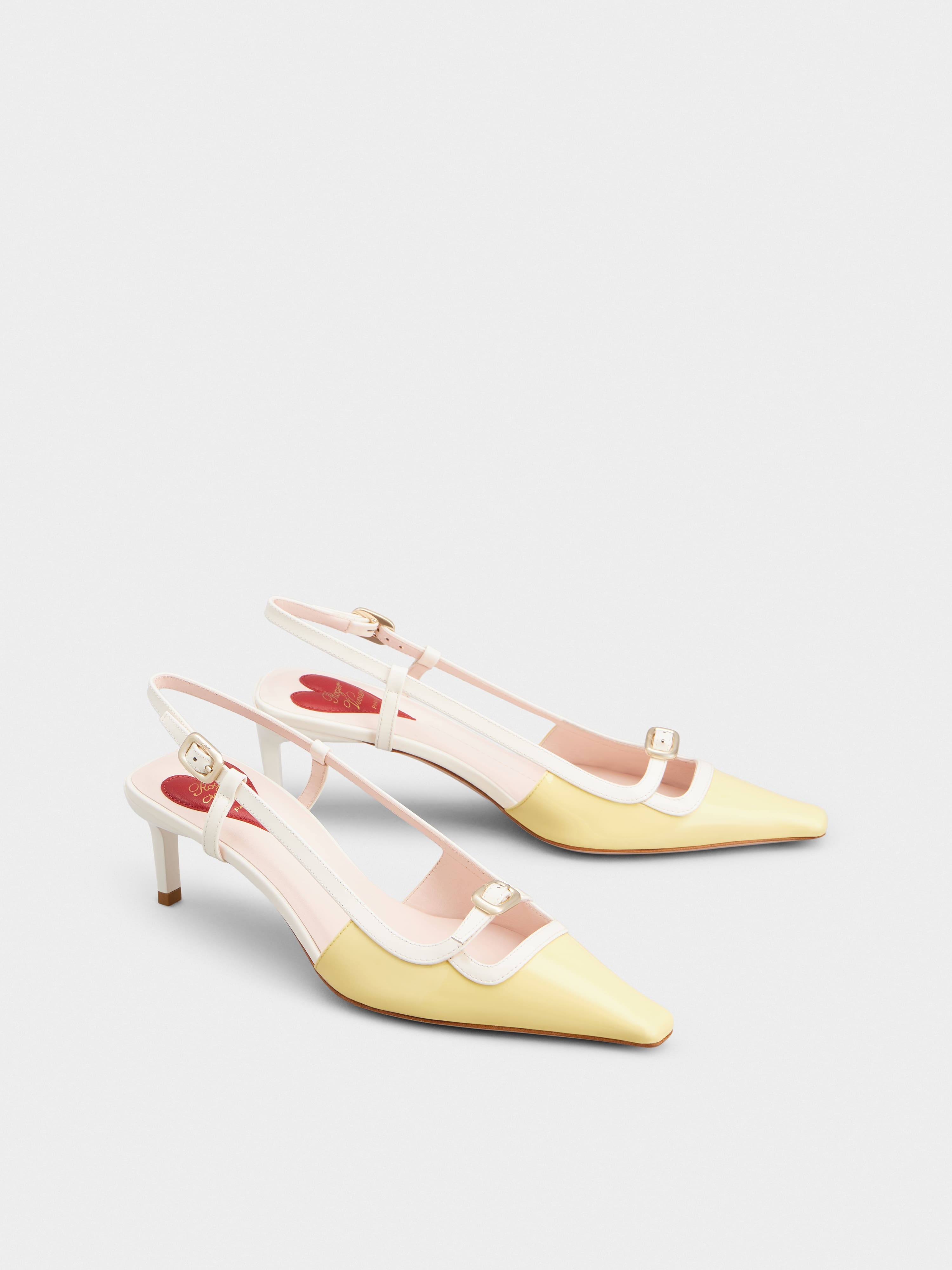 Roger Vivier Mini Buckle Sling Back Pumps 55 In Nude