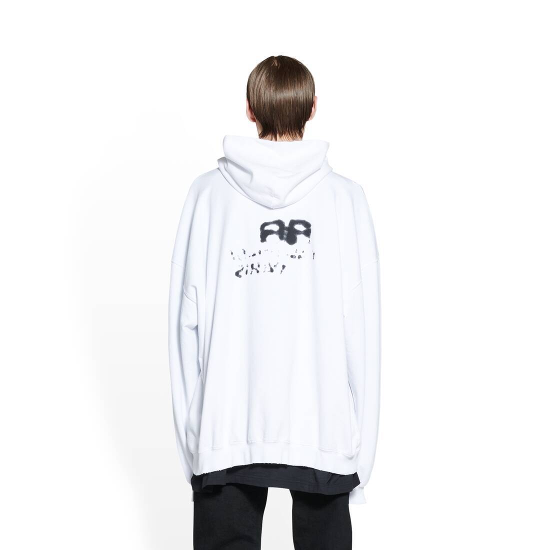 Balenciaga Logo-print Pullover Hoodie In White