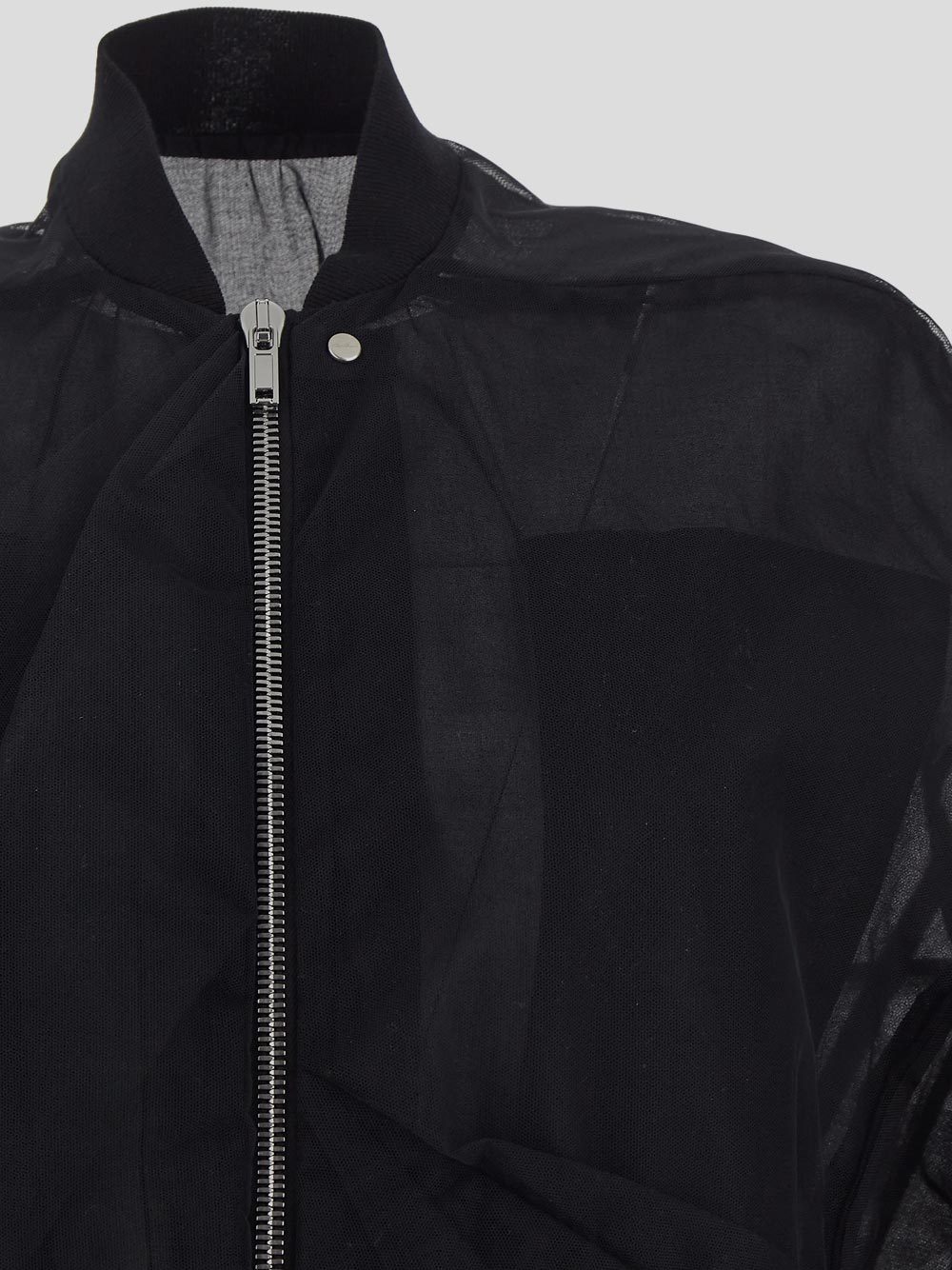 Rick Owens Tulle-overlayed Coat In Black