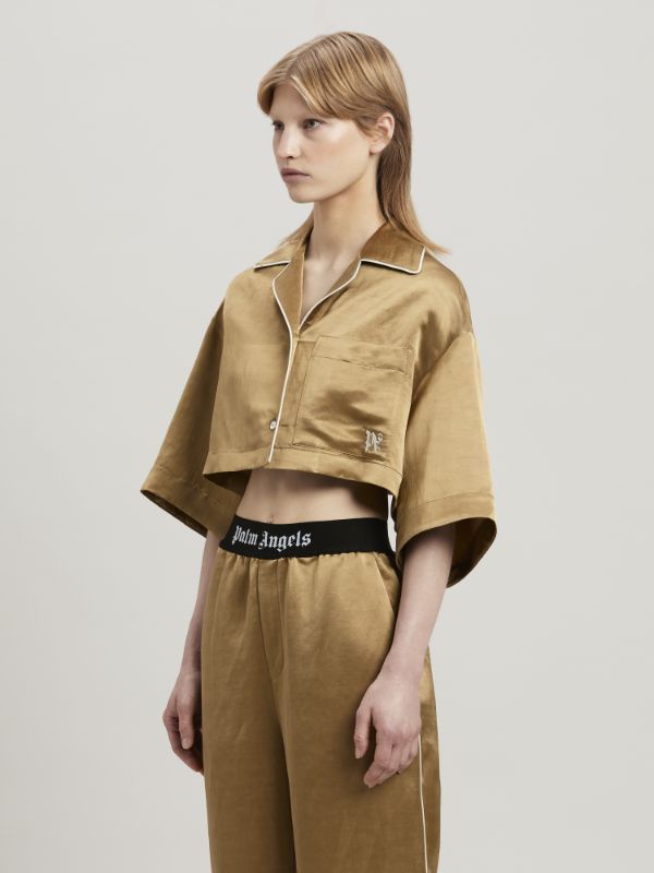 Palm Angels Printed Short-sleeved Shirt In Nude