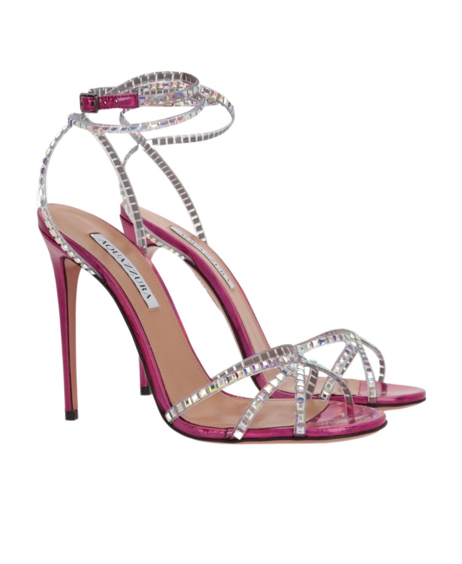 Shop Aquazzura Crystal High-heeled Sandals In White