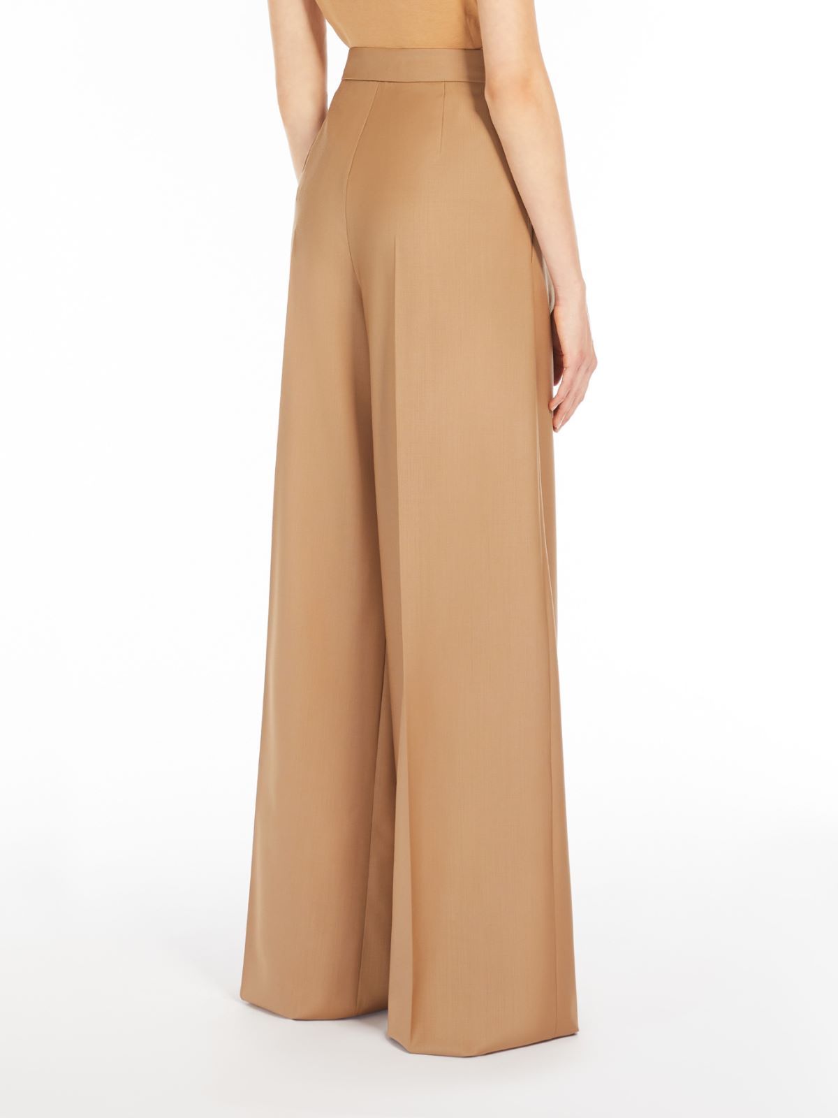 Max Mara Lvr Exclusive Camel Flannel Wide Pants In Nude