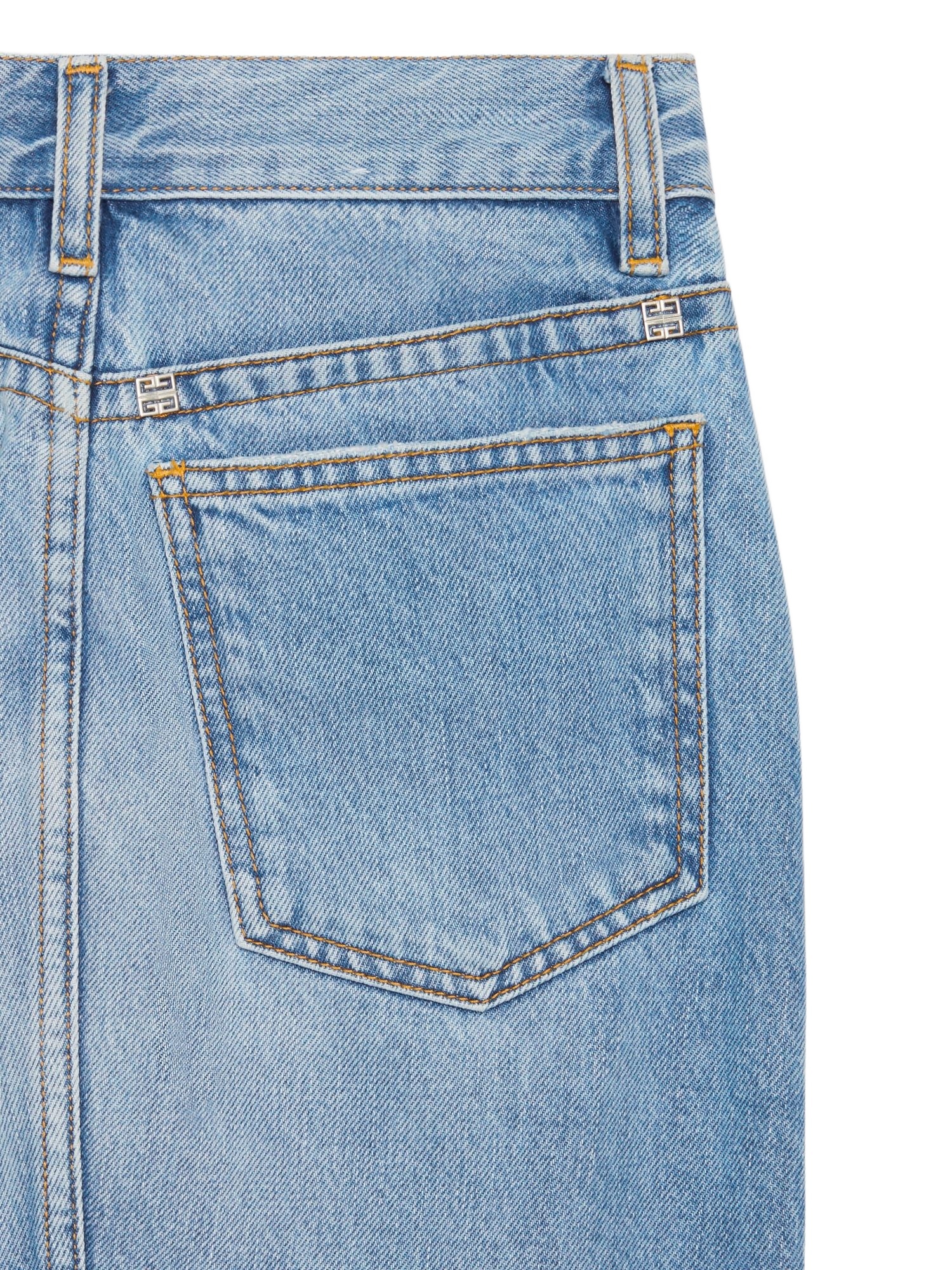 Givenchy Blue Asymmetric Denim Midi Skirt In Blue