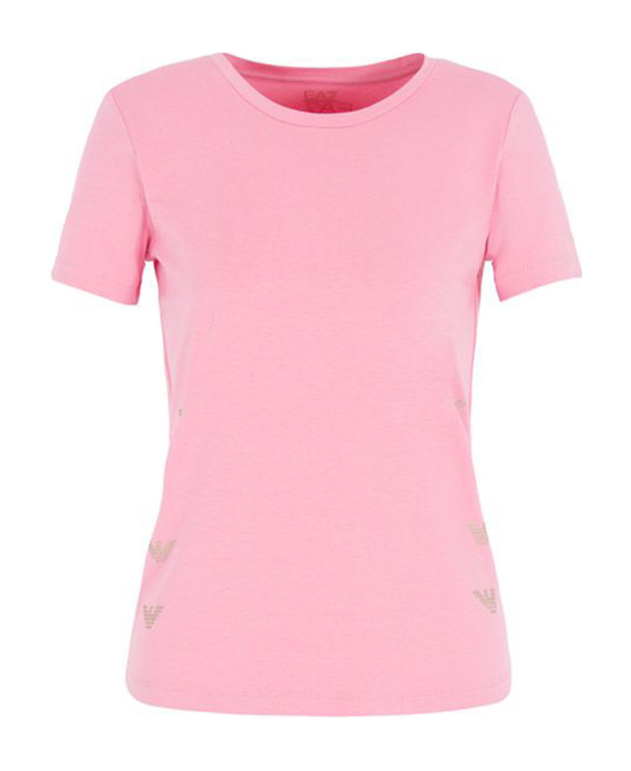 Ea7 T-shirt With Round Neck And Short Sleeves In Pink