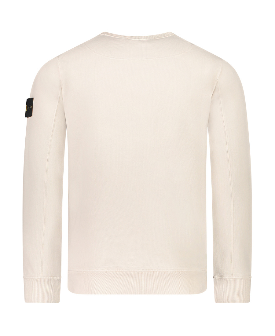 Stone Island Compass Patch Rib Virgin Wool Crewneck Sweater In White