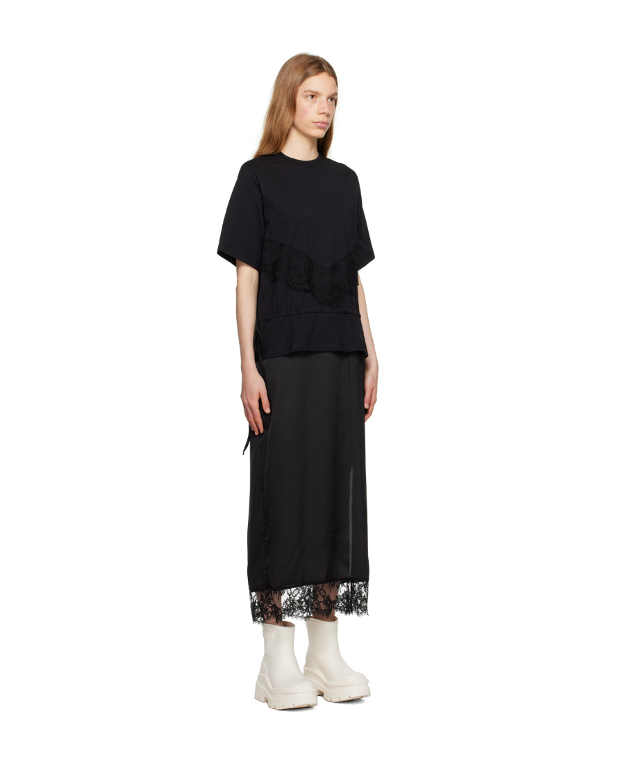 Msgm Abito Layered Midi T-shirt Dress In Black