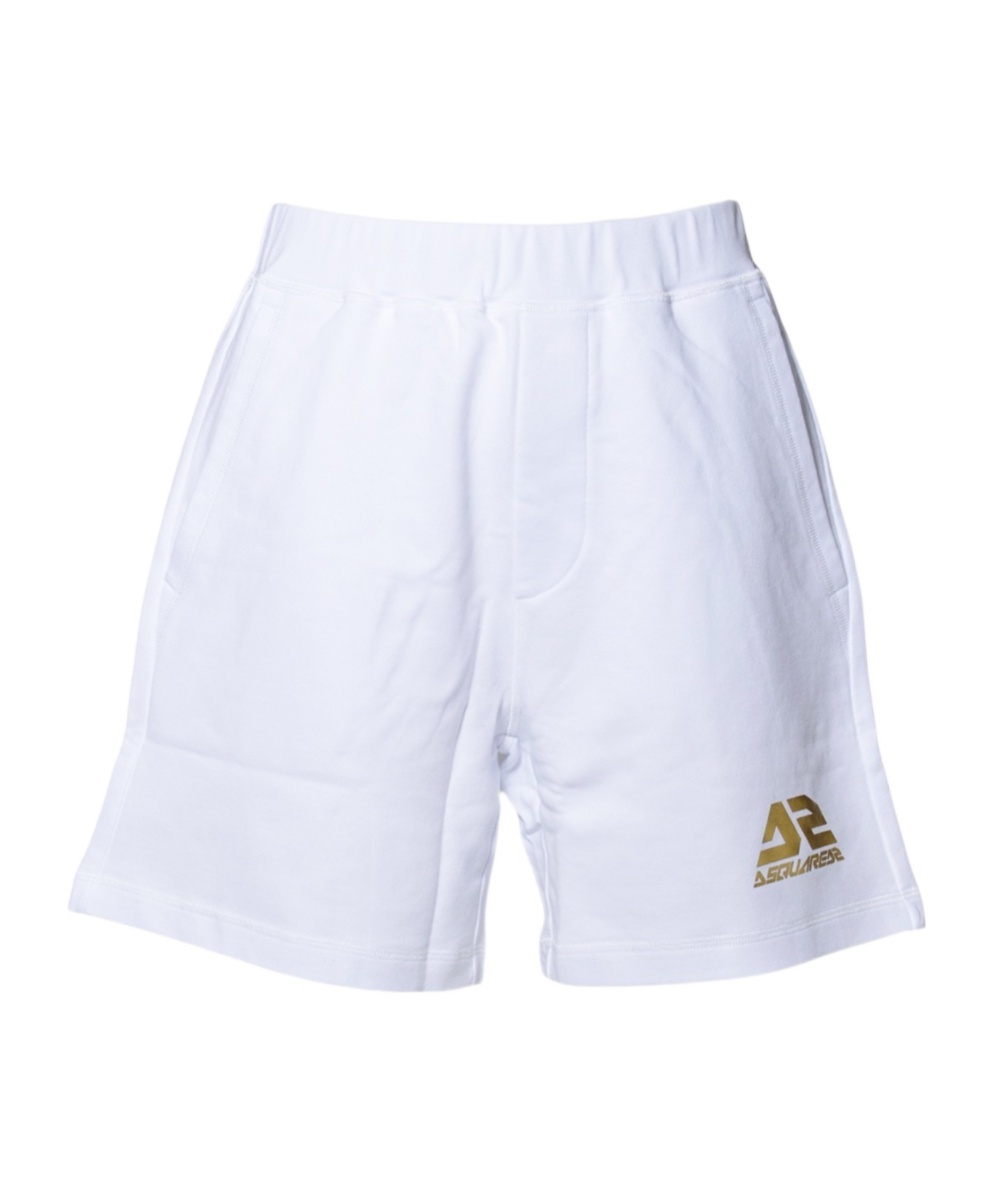 Dsquared2 Logo Printed Elasticated Waistband Shorts In White