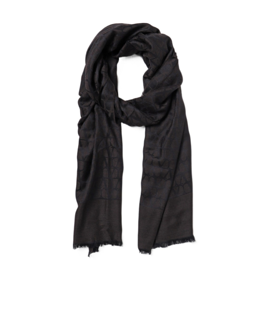 Valentino Color Jacquard Scarf In Black