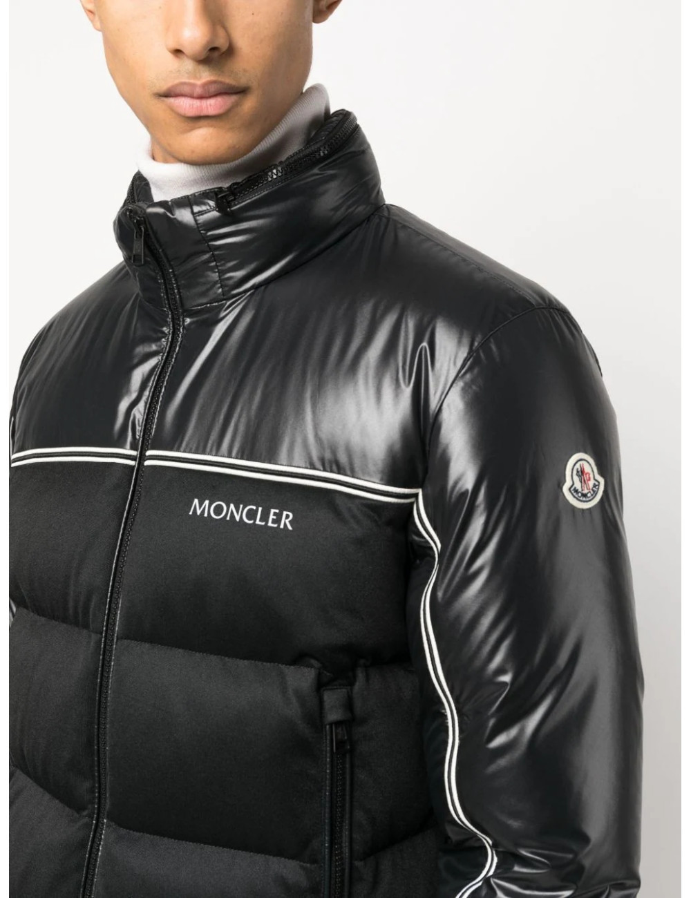 Moncler High-neck Goose-down Jacket In Black