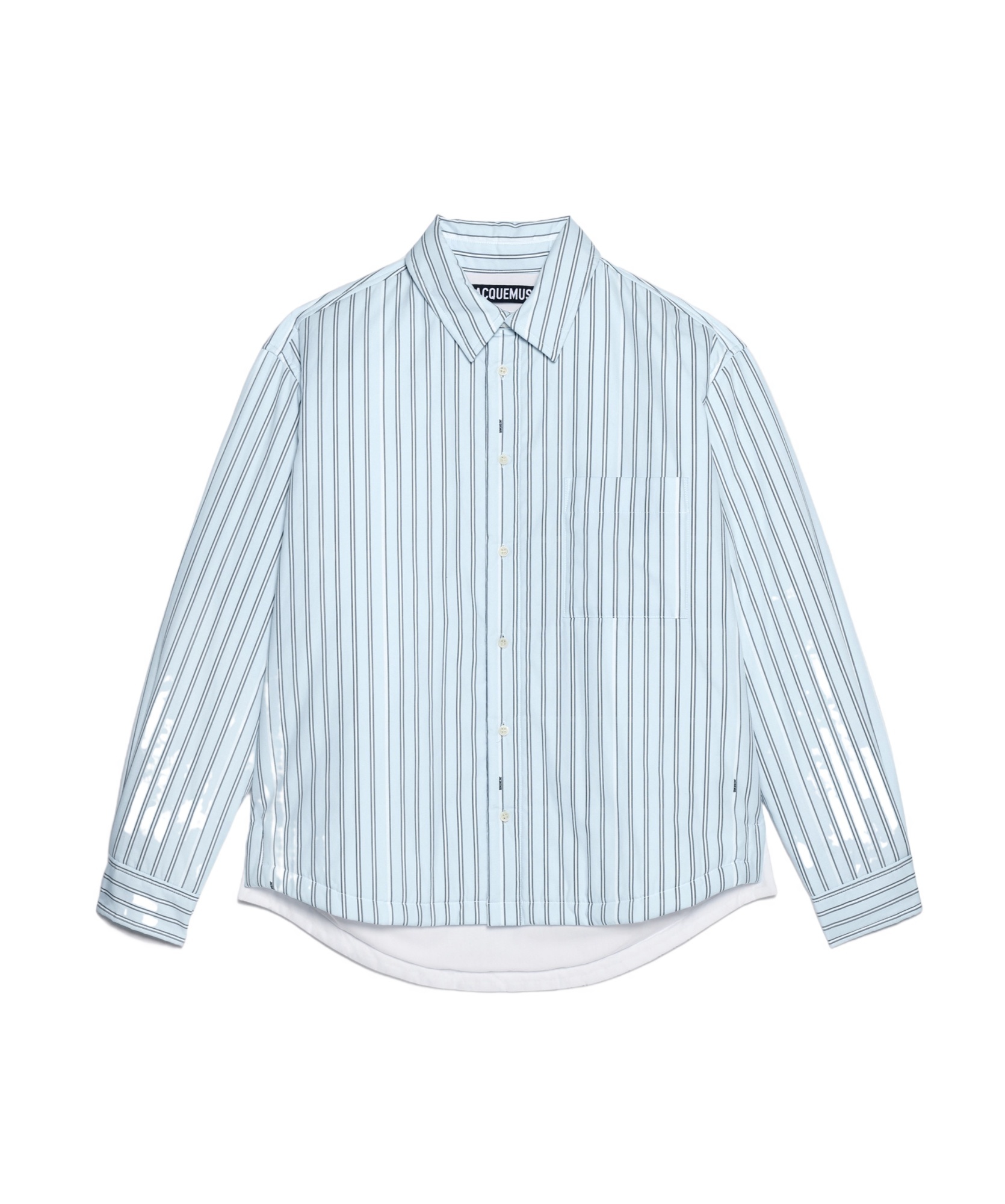 Jacquemus Striped Collared Long-sleeve Shirt In Blue