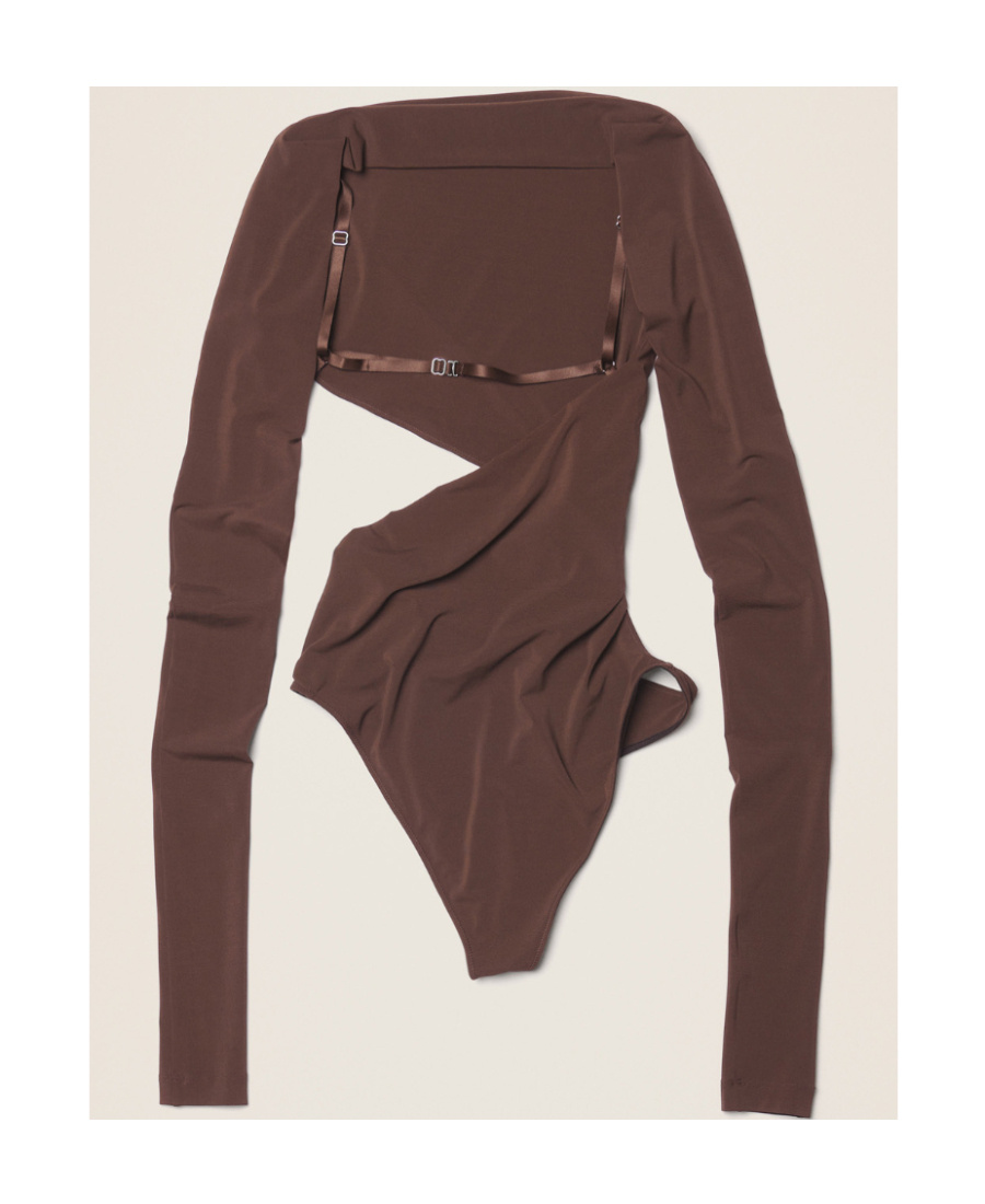Jacquemus Asymmetric Cropped Bodysuit In Brown