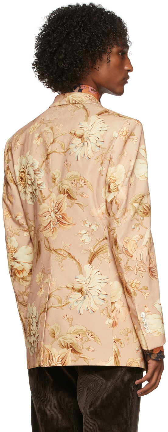Tom Ford Floral Print Single-breasted Blazer In Nude