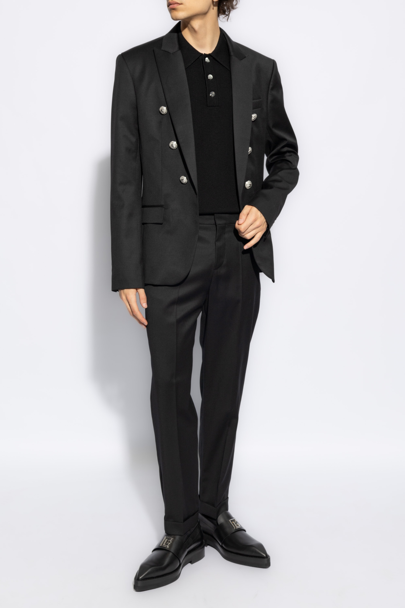 Balmain Label Polo Shirt In Black