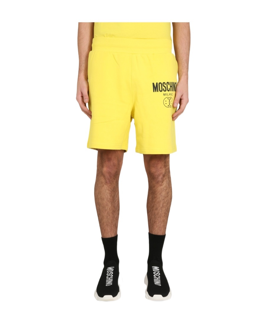 Moschino Couture Bermuda With Logo In Yellow