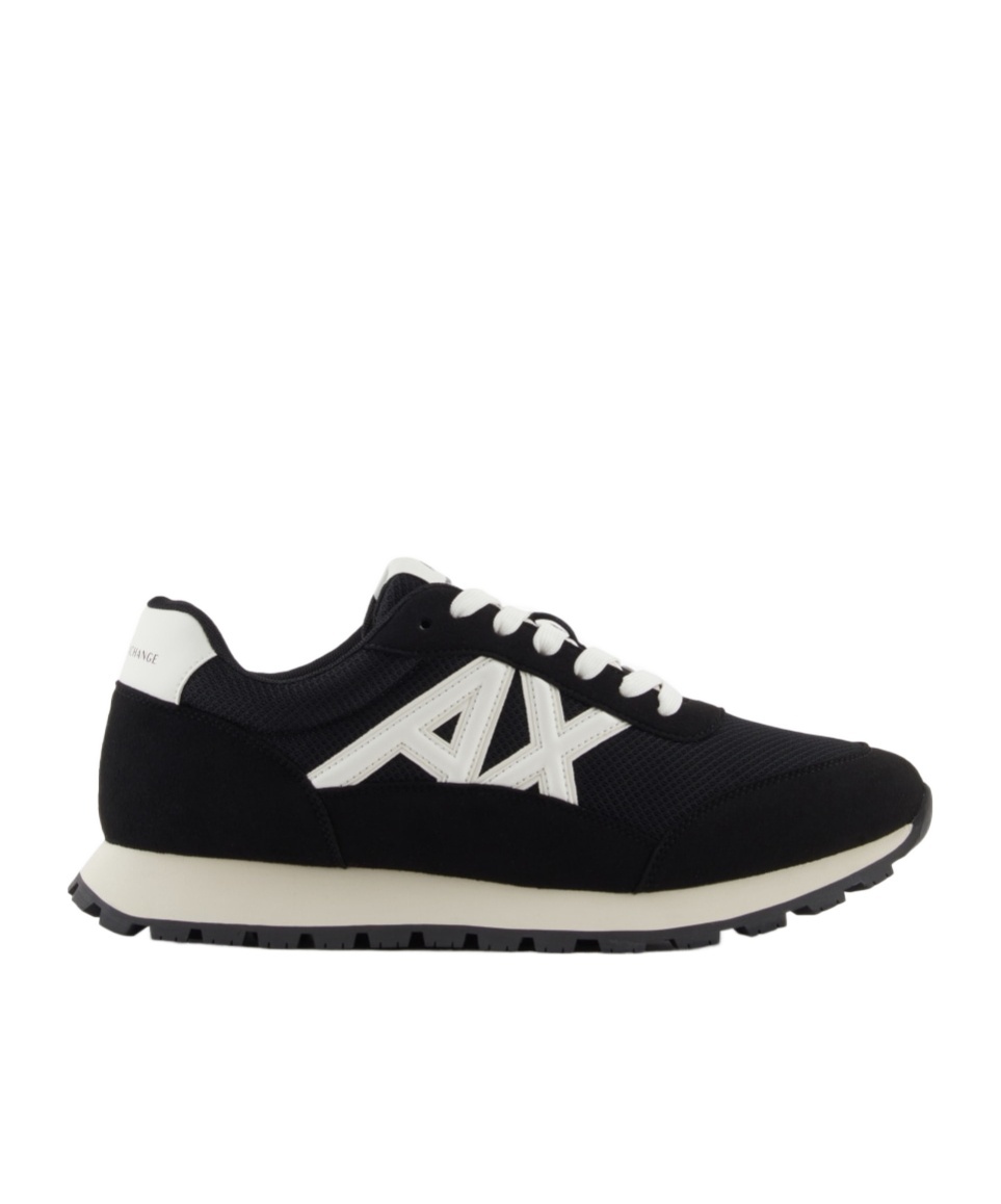 Armani Exchange Logo-detail Mesh Panel Sneakers In Black
