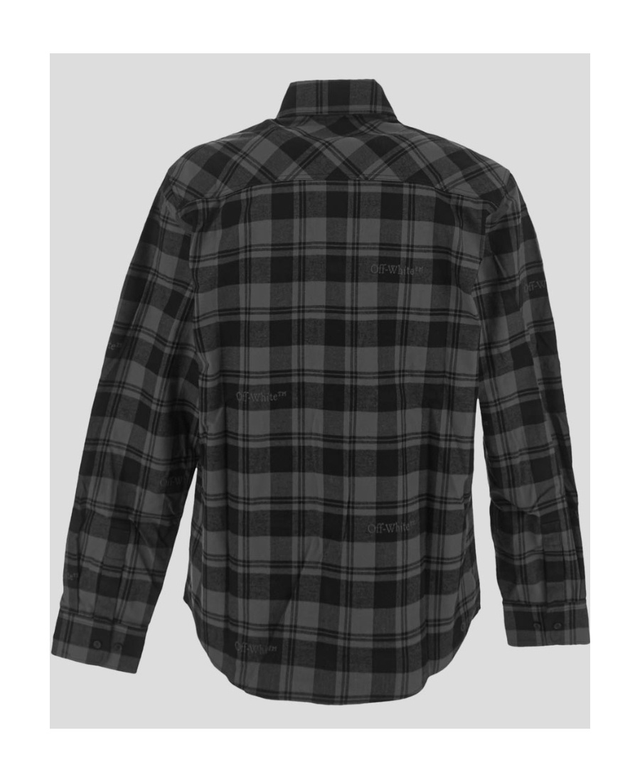 Off-white Plaid Pattern Button-down Collar Shirt In Black