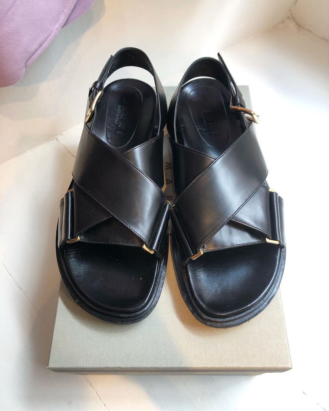 Marni Criss-cross Fussbett Sandals In Black
