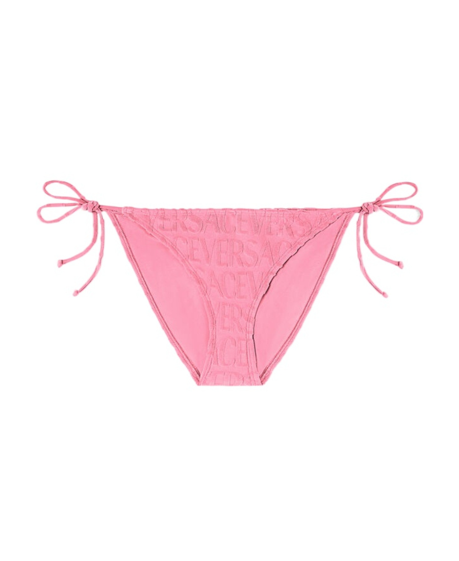 Versace X Dua Lipa Allover Towel Bikini Bottoms In Pink