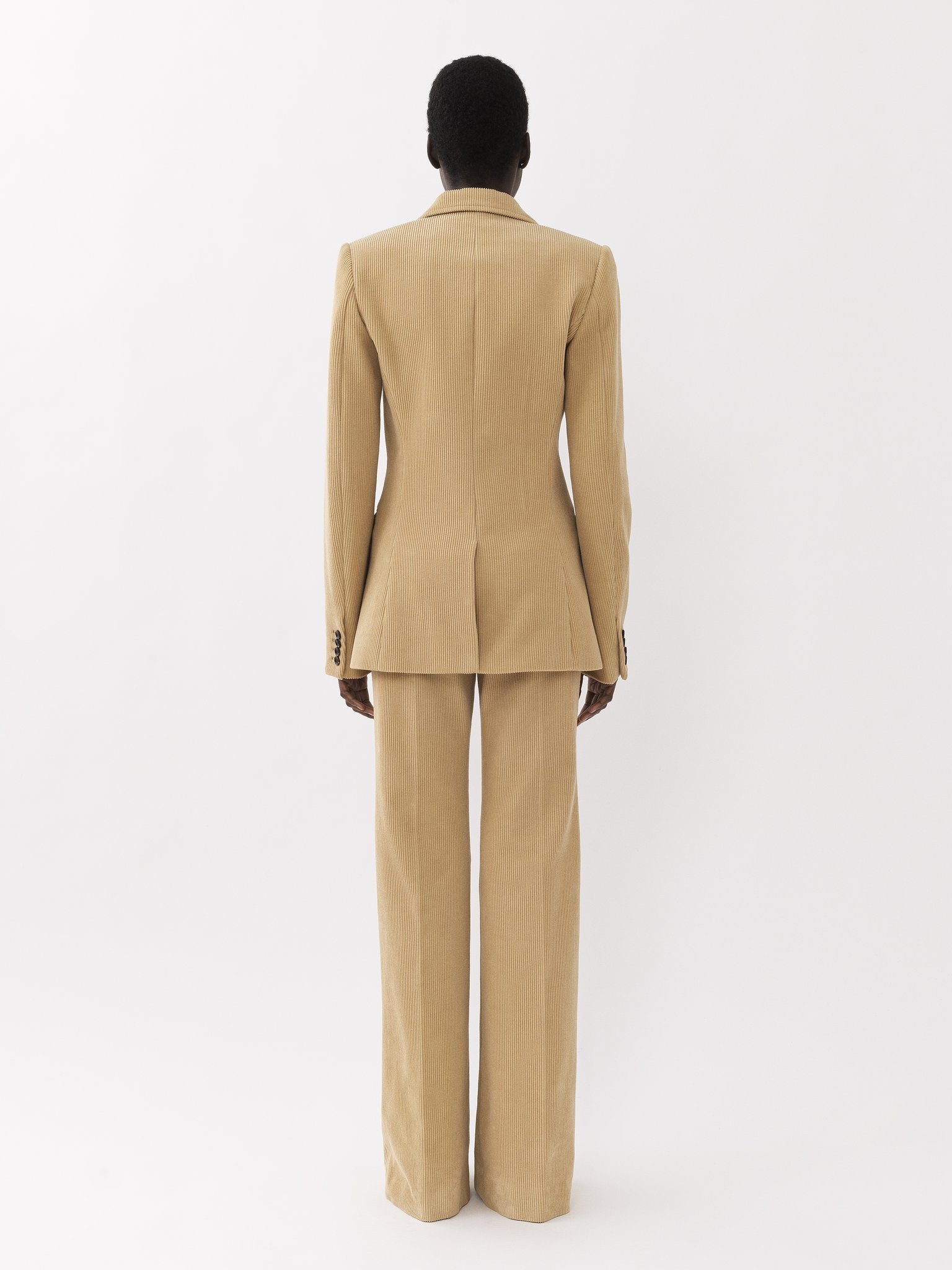 Shop Chloé Corduroy Tailored Flared Trousers In Nude