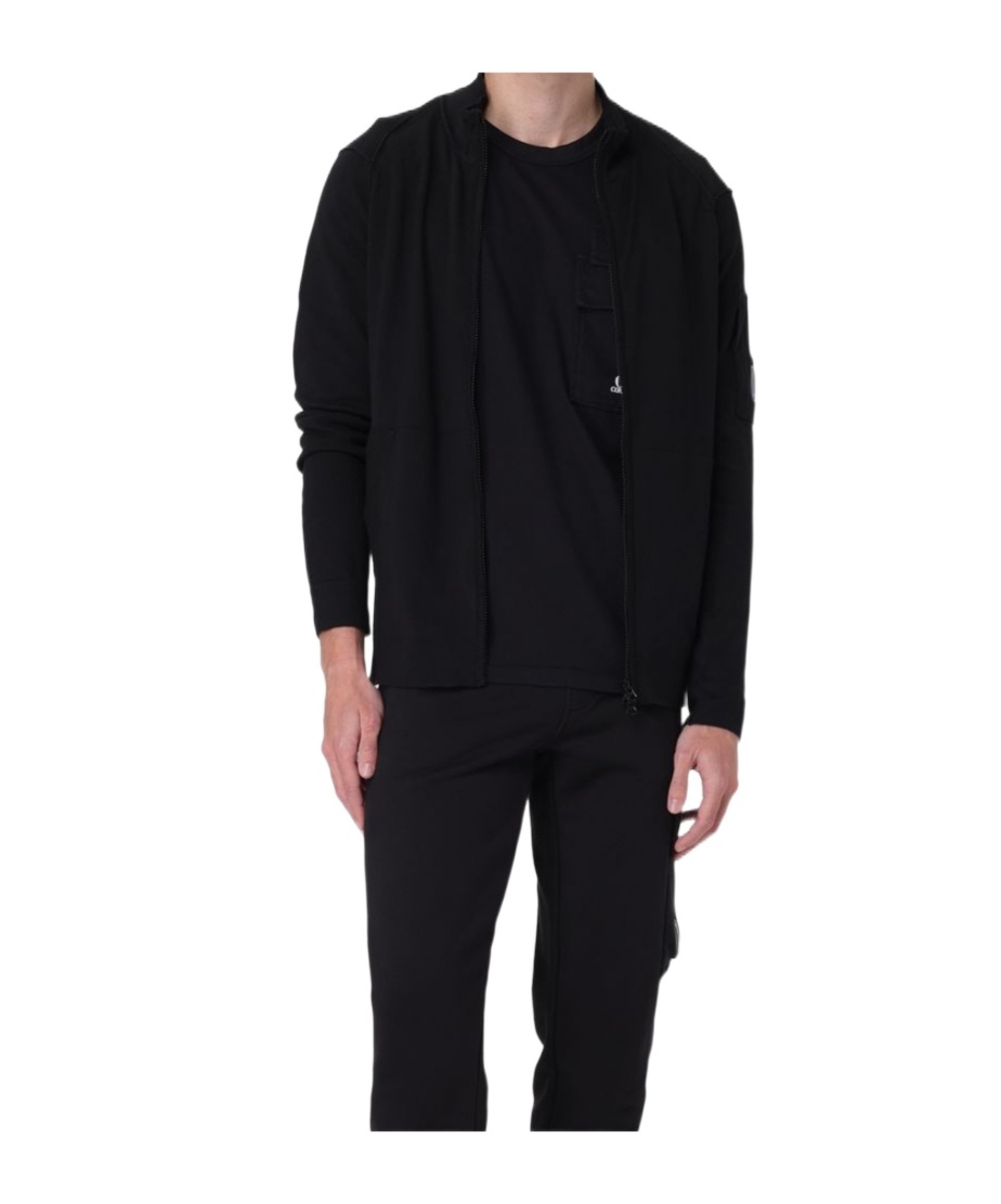 C.p. Company Long-sleeved Knitted Cardigan In Black