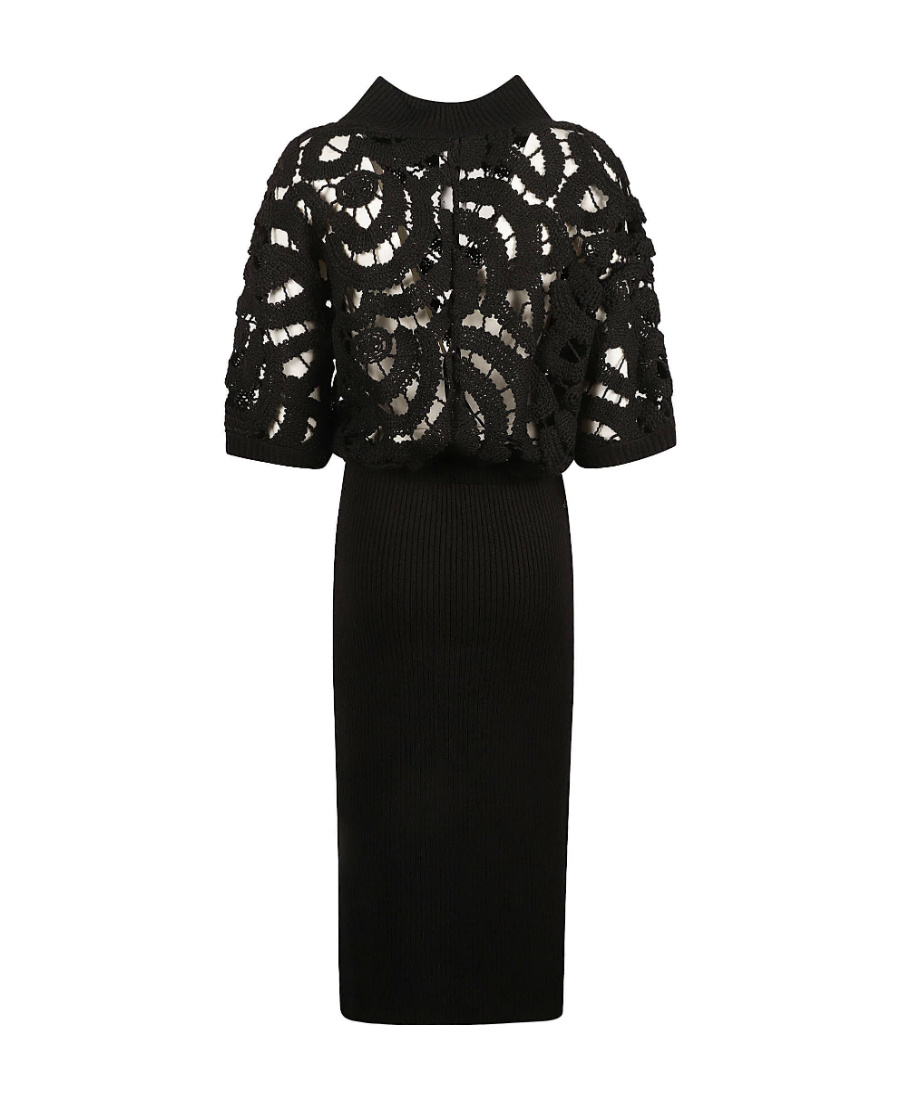 Fabiana Filippi Hollowed-out V-neck Dress In Black
