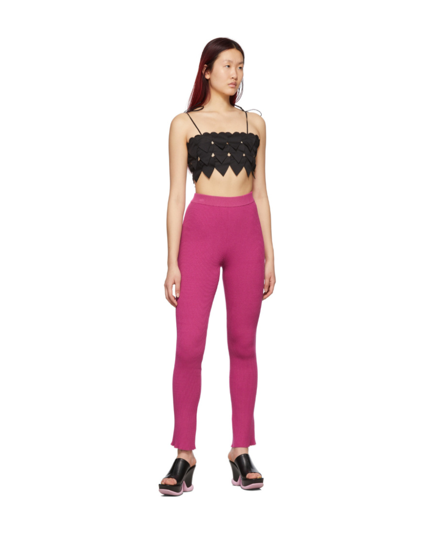 Msgm Stretch Ribbed Viscose Blend Pants In Pink