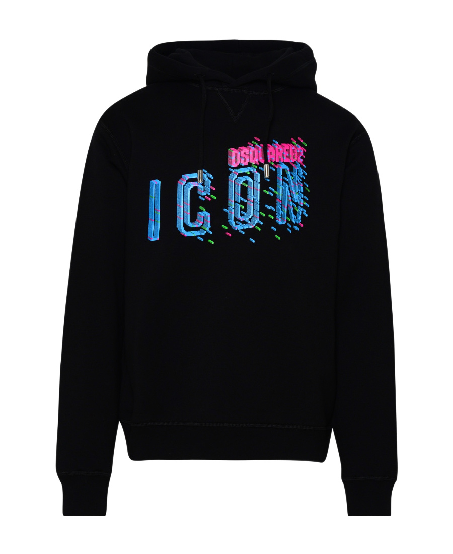 Dsquared2 Logo Printed Drawstring Hoodie In Black