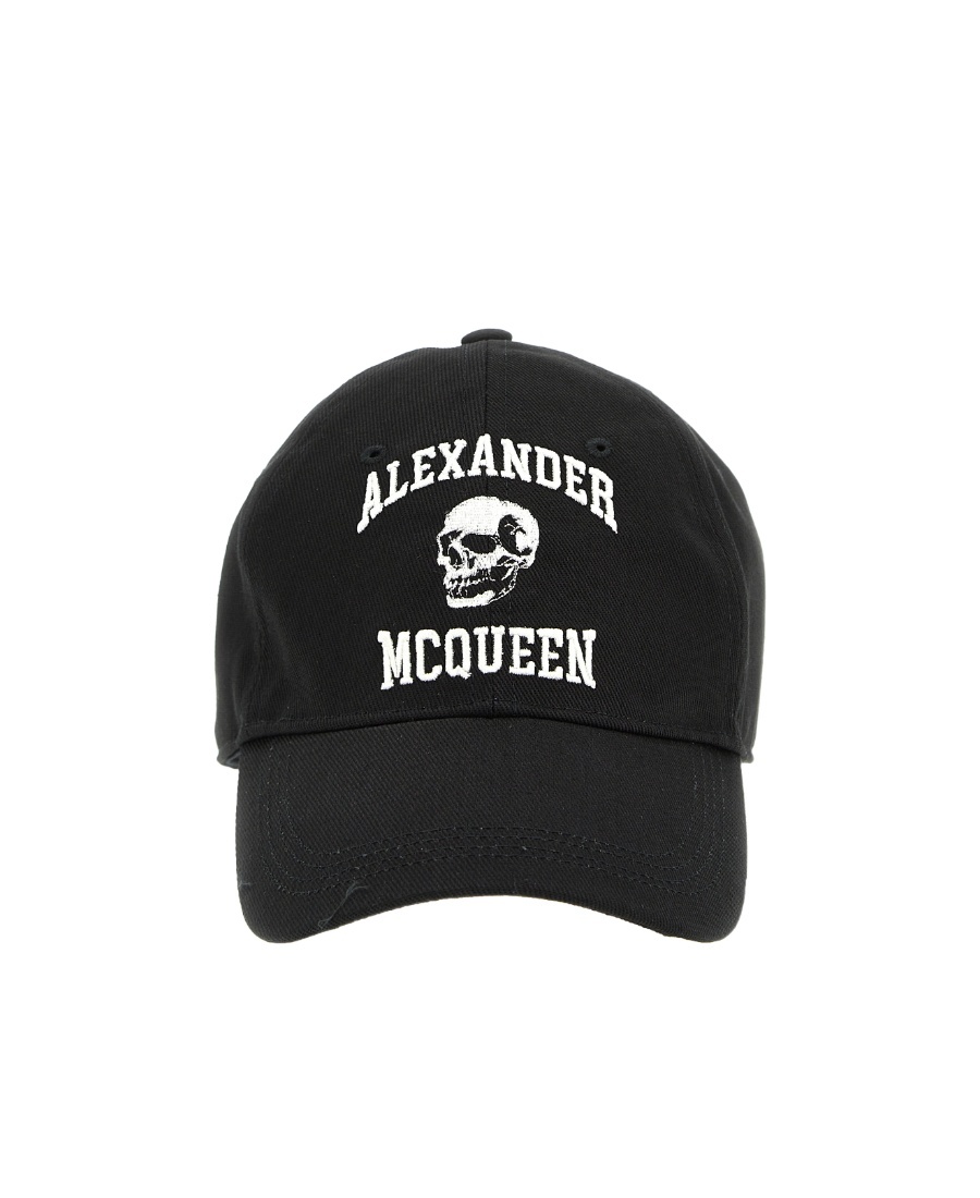 Alexander Mcqueen Embroidered Cotton-twill Baseball Cap In Black