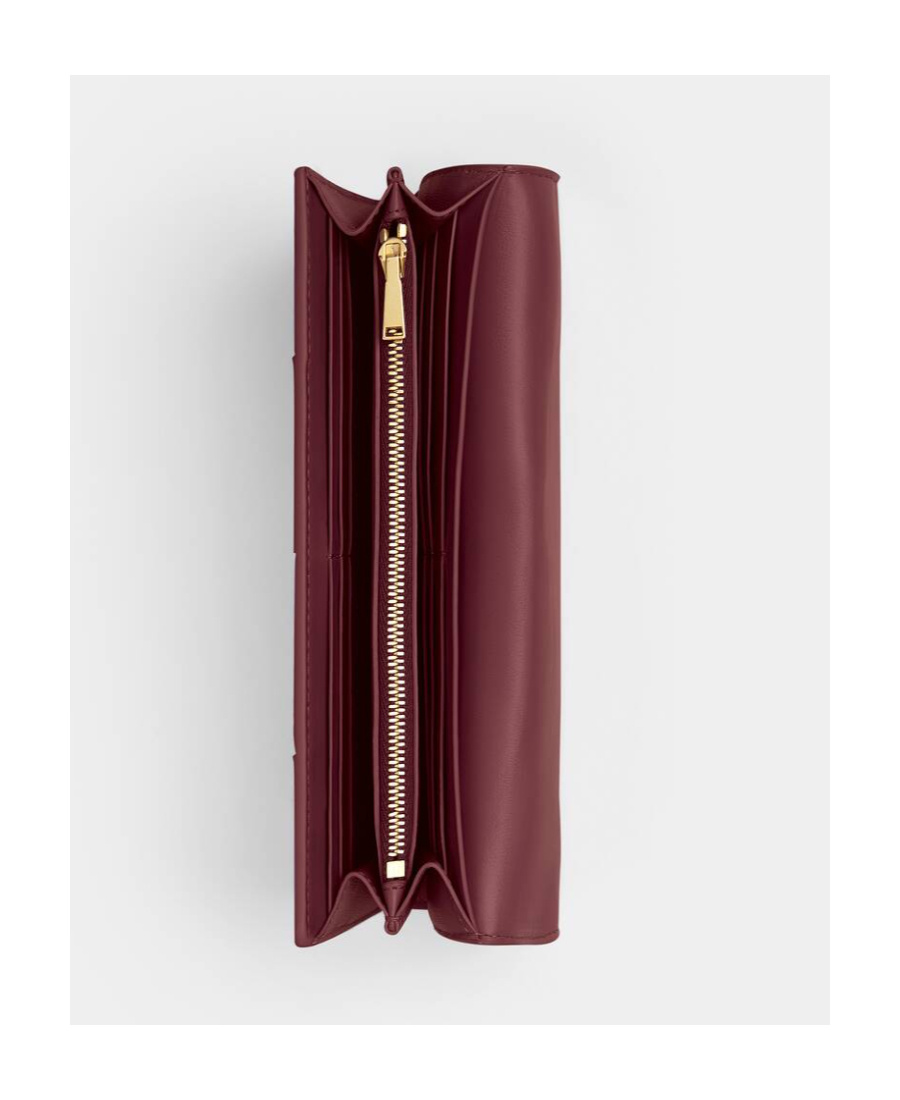 Bottega Veneta Intrecciato Flap Wallet In Red