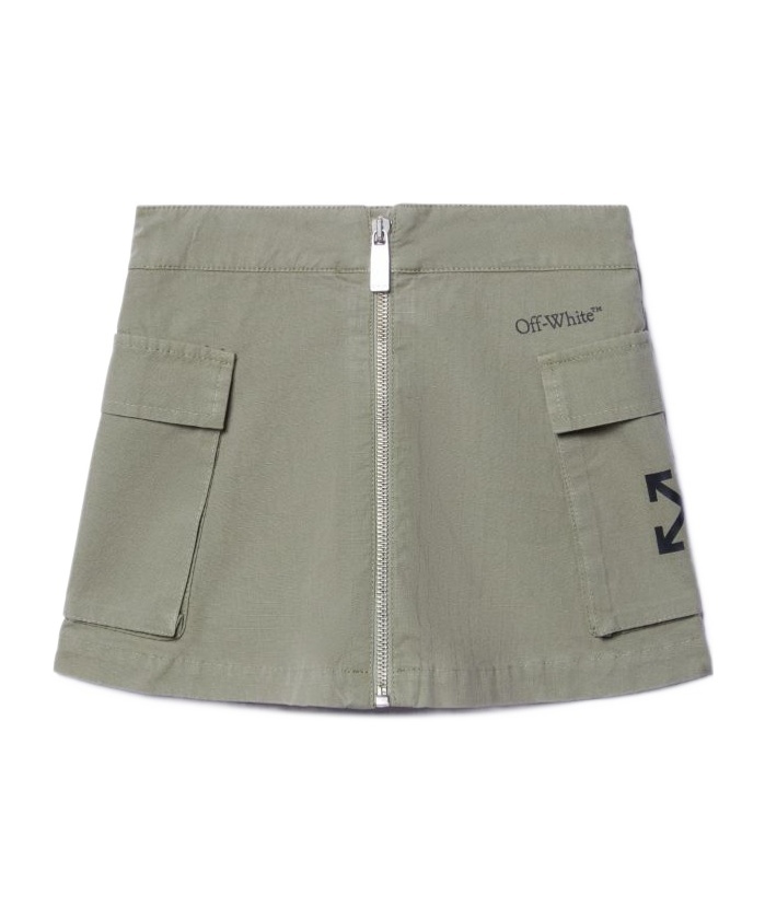 Off-white Ripsto Cargo Mini Skirt Kids In Gray