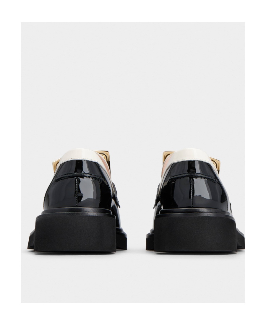 Roger Vivier Viv' Rangers Metal Buckle Loafers In Patent Leather In Black