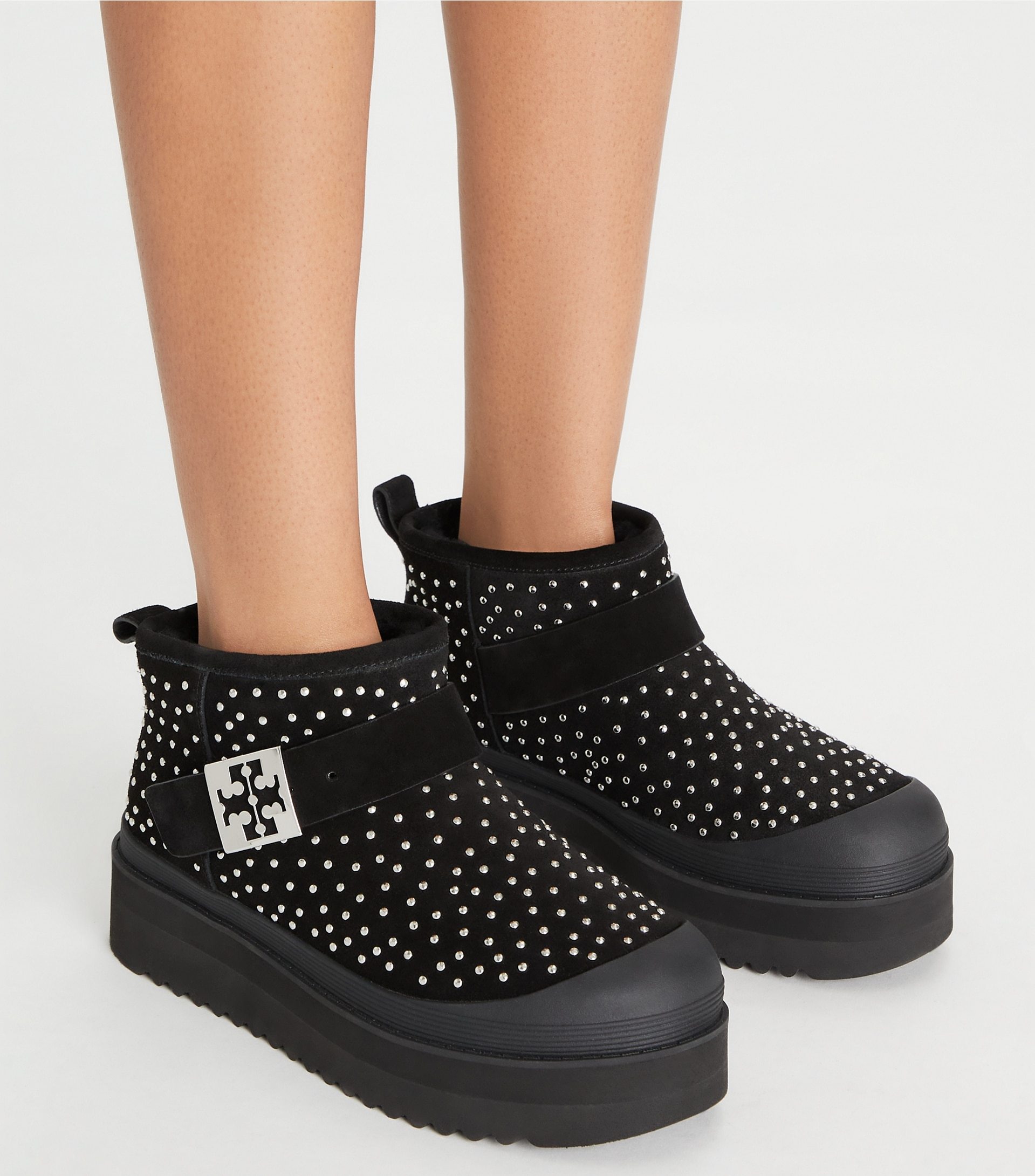 Tory Burch Mellow Studded Platform Ankle Boots In Black