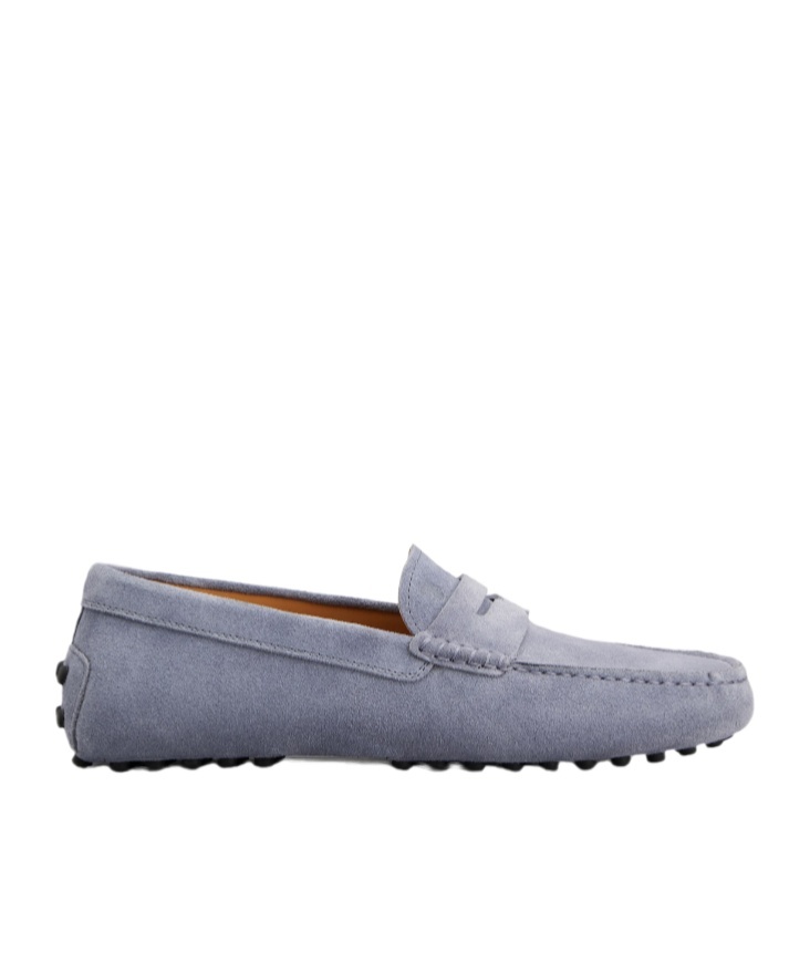 Tod's Rubber Moccasin In Suede Leather In Gray