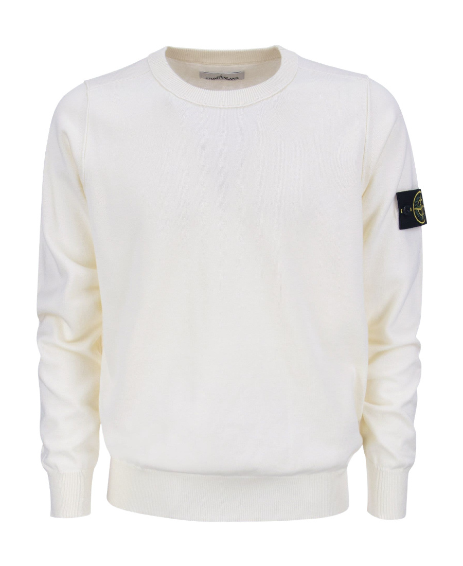 Stone Island Compass-badge Jersey-knit Jumper In White