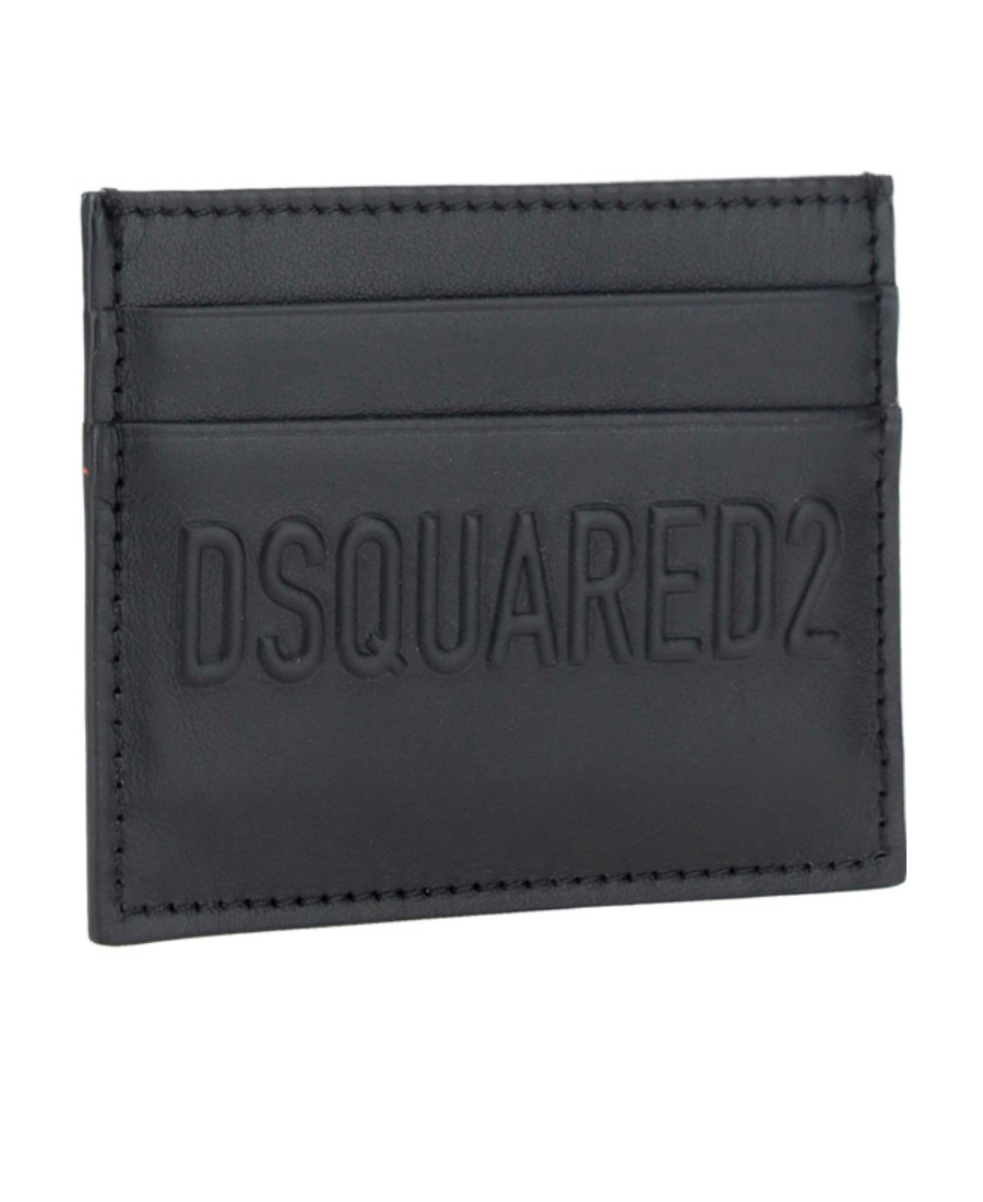 Dsquared2 Debossed-logo Leather Cardholder In Black