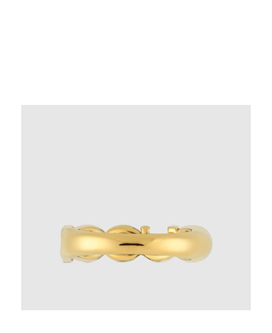 Gucci Logo-lettering Polished-finish Ring In Yellow