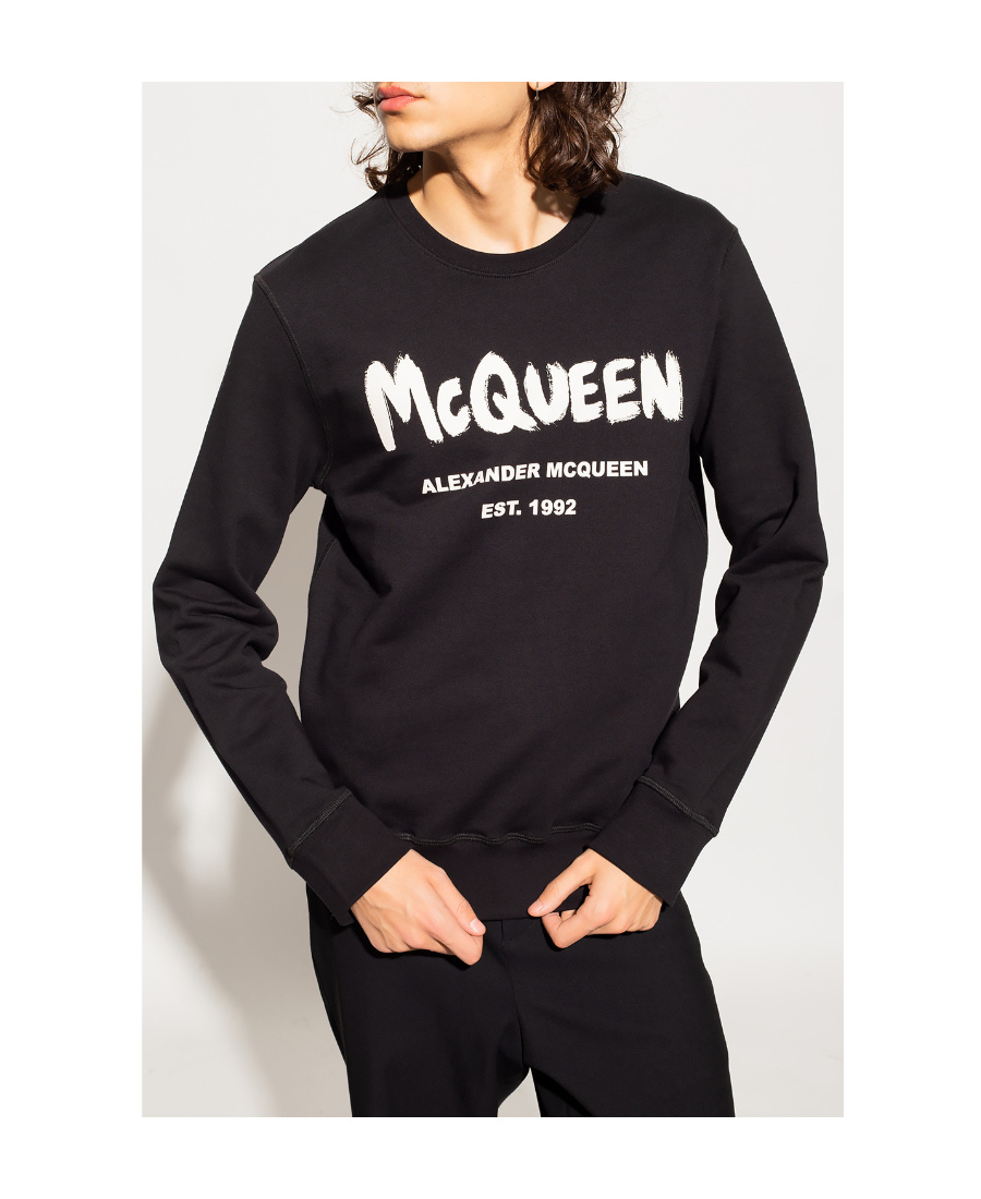 Alexander Mcqueen Graffiti Logo-print Cotton Sweatshirt In Black
