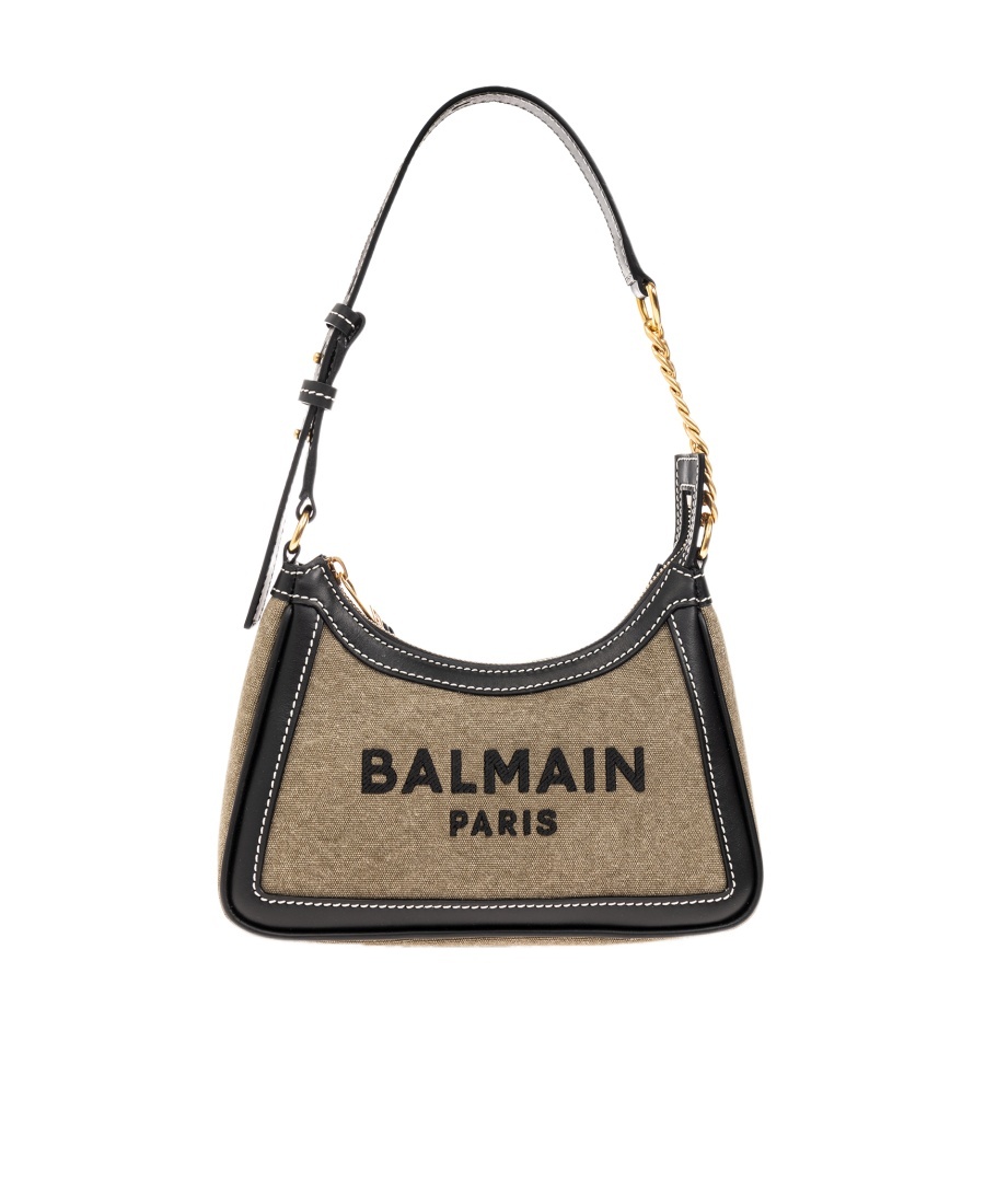 Balmain Lettering Detail Shoulder Bag In Brown
