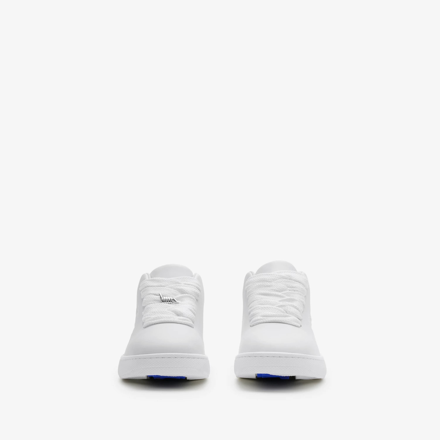 Shop Burberry Debossed-logo Leather Sneakers In White