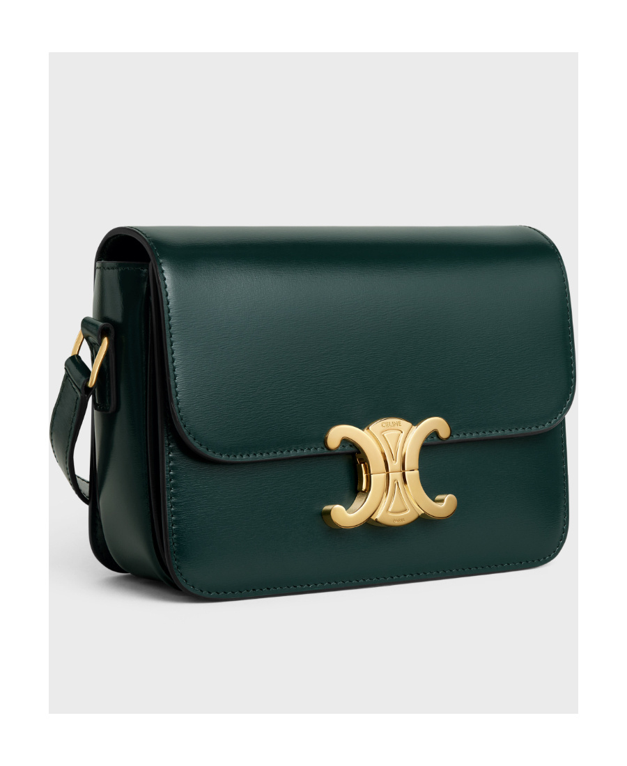 Celine Ten Triomphe Clamshell Shoulder Bag In Green