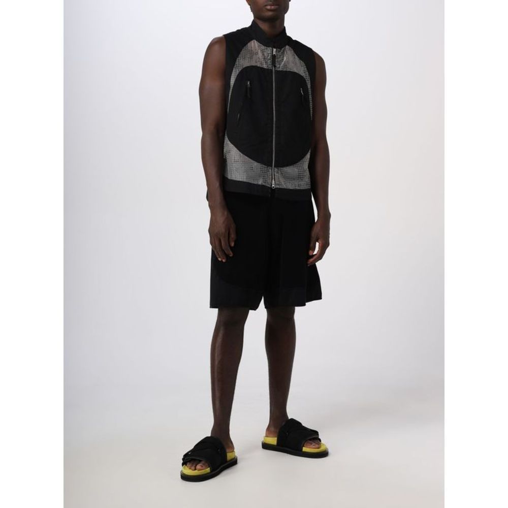 Stone Island Sleeveless Zip-up Mesh-panel Vest In Black