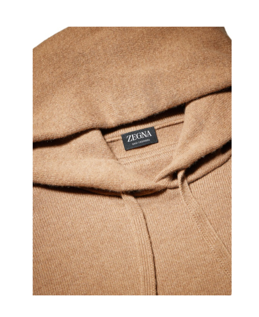 Shop Zegna Oasi Drawstring Cashmere Hoodie In Nude