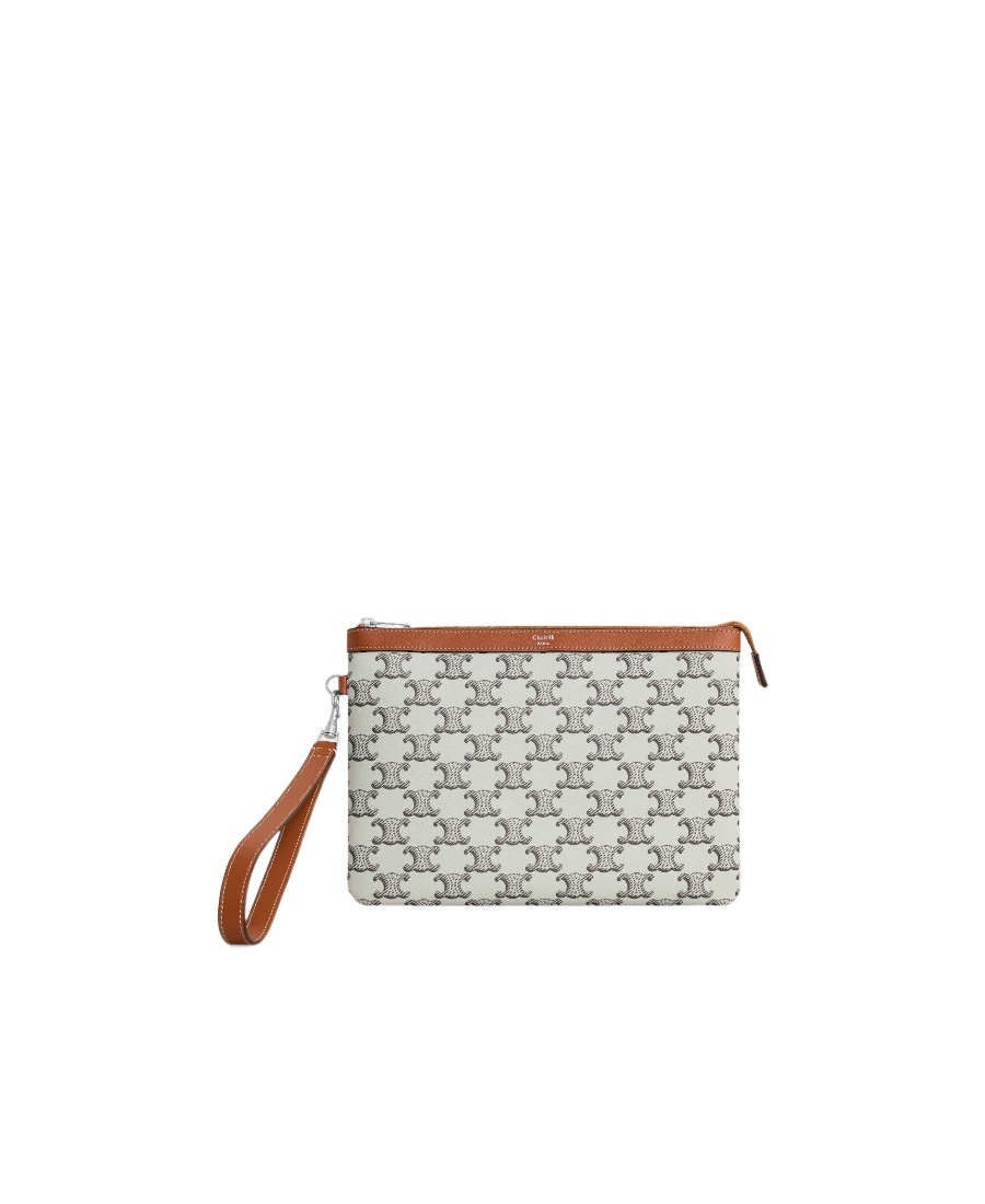 Celine Triomphe Shoulder Strap Handbag In White