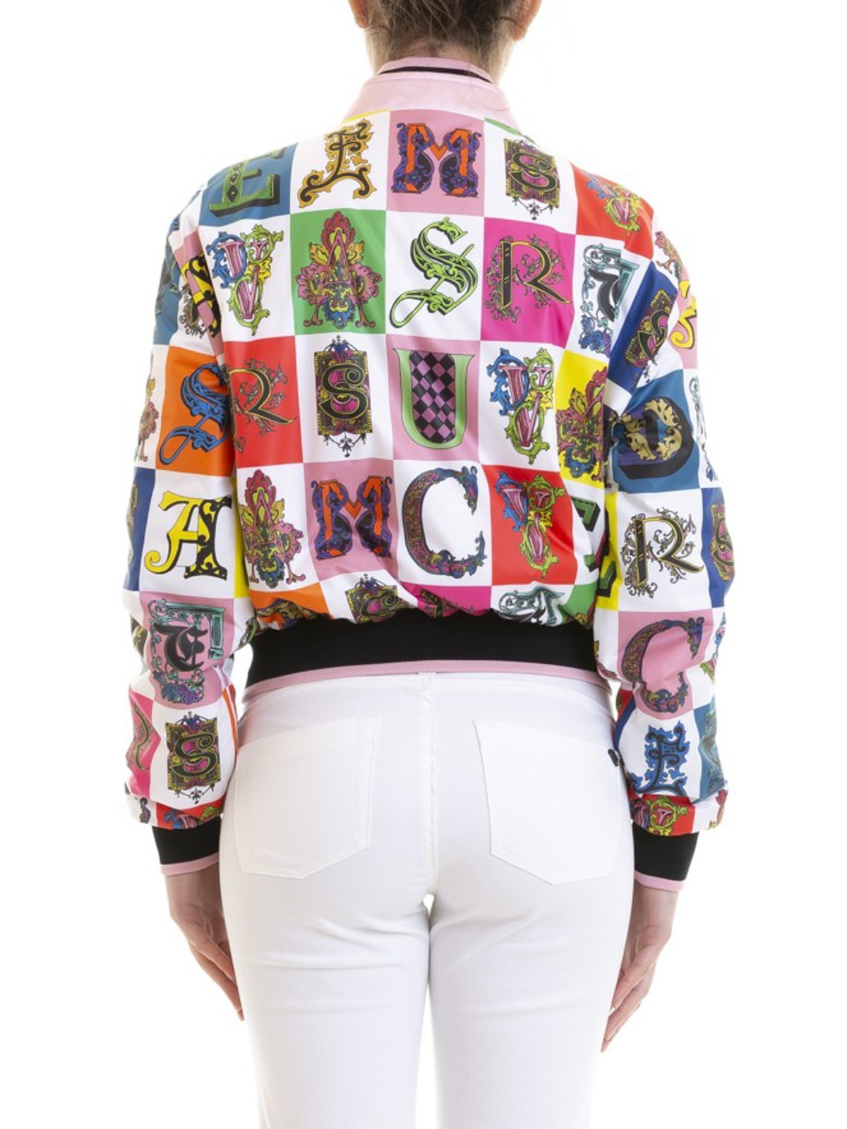 Versace Splicing Details Baseball Jacket In Multicolor