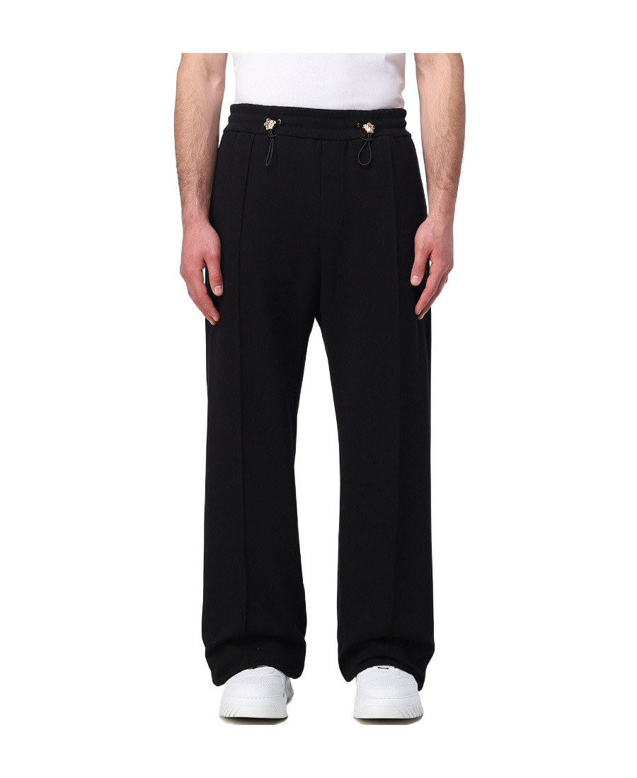Versace Medusa-embellished Straight Trousers In Black