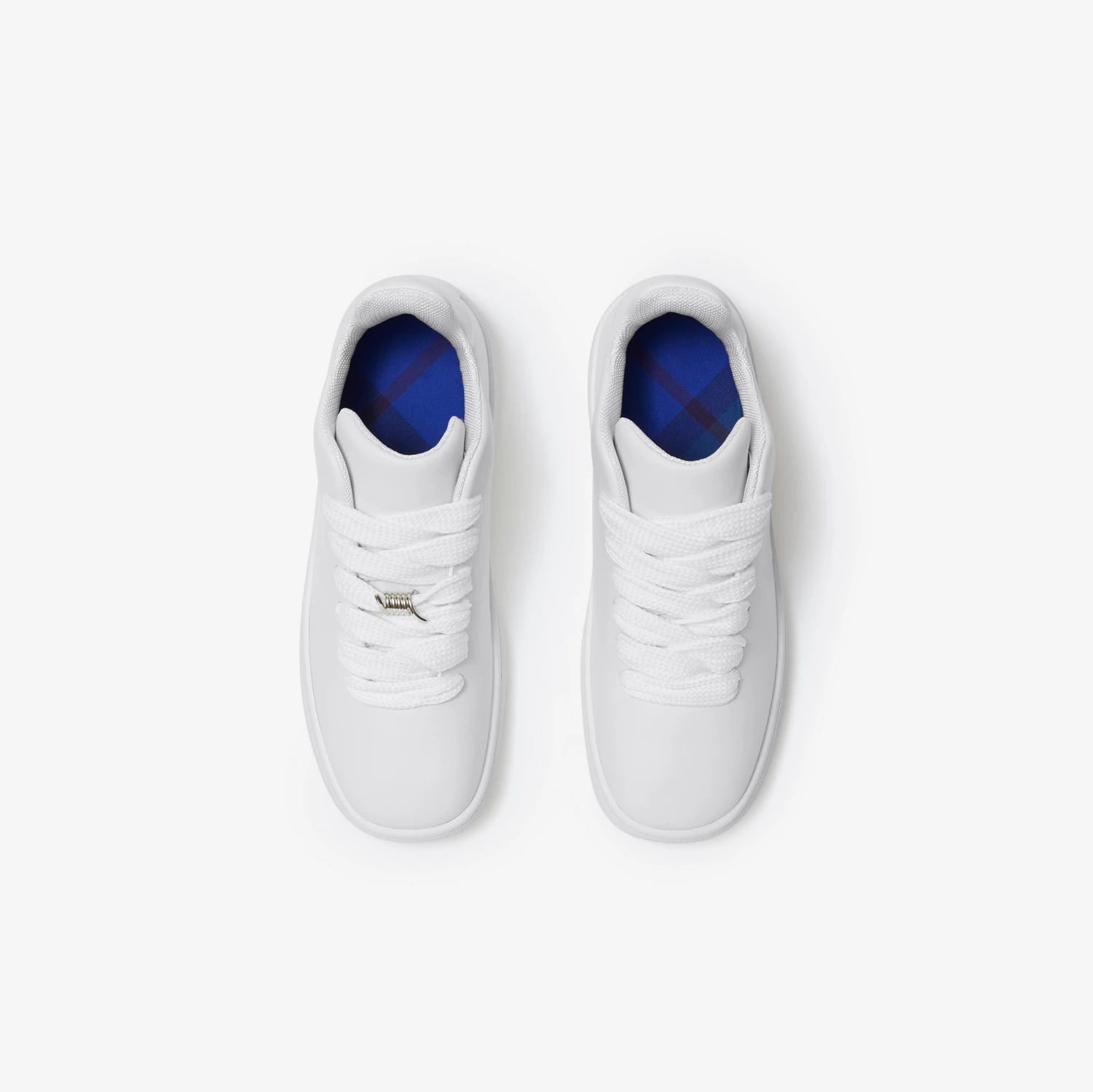 Shop Burberry Debossed-logo Leather Sneakers In White